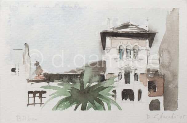 Cortijo en Bilbao, 2025
Acuarela sobre papel
11,5x17,8 cm
26€