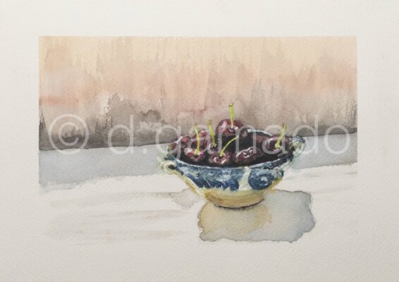 Cerezas, 2021
Acuarela sobre papel
21x29,7 cm
Solo prints en papel de algodón DINA4, no obra original. 29 €